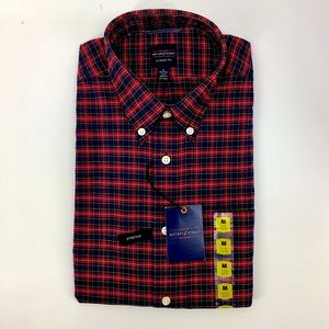 DOCKERS-Size M-Christmas Tartan Battery Street Stretchy Holiday Button Up